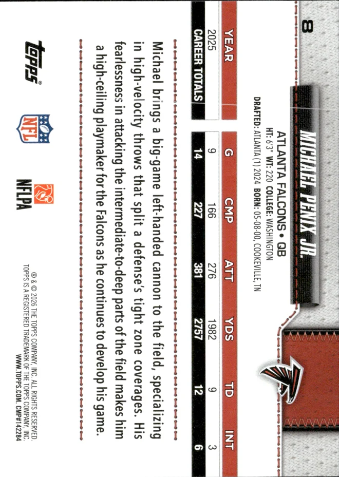 Michael Penix Jr. card back