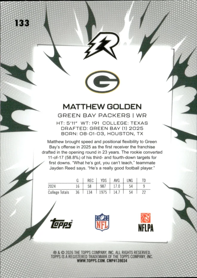 Matthew Golden card back