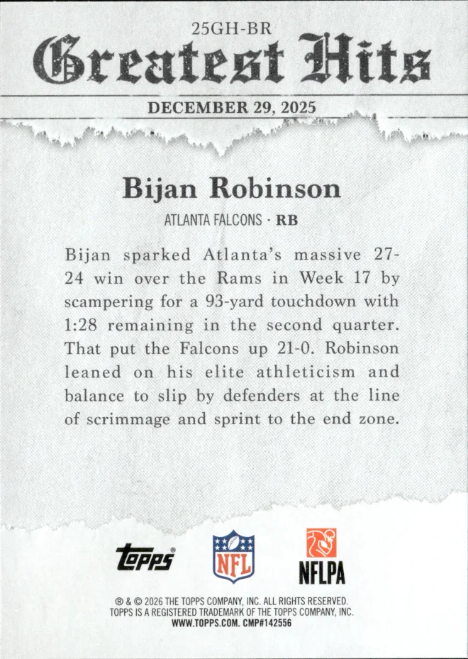 Bijan Robinson card back