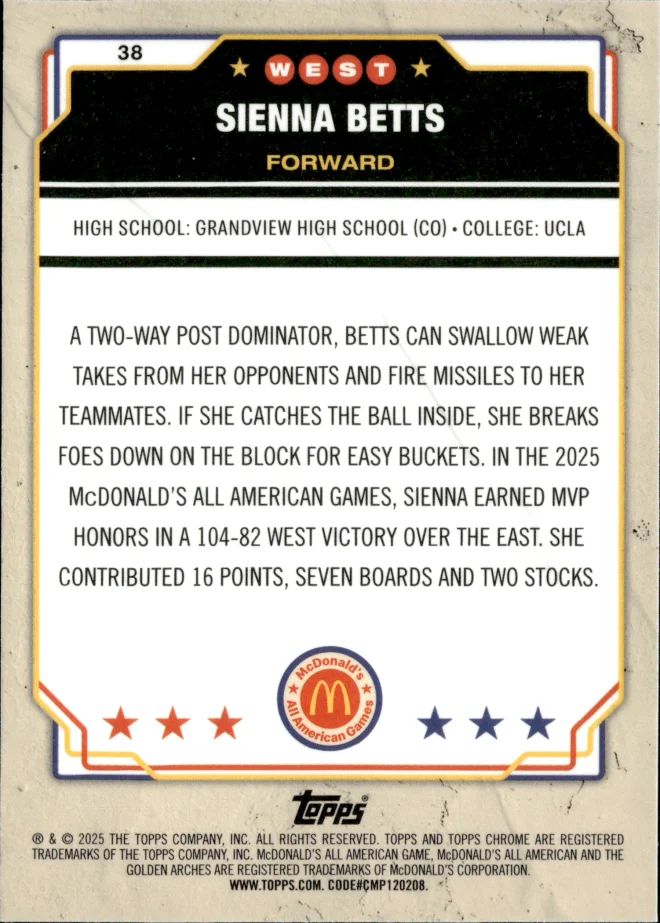 Sienna Betts card back