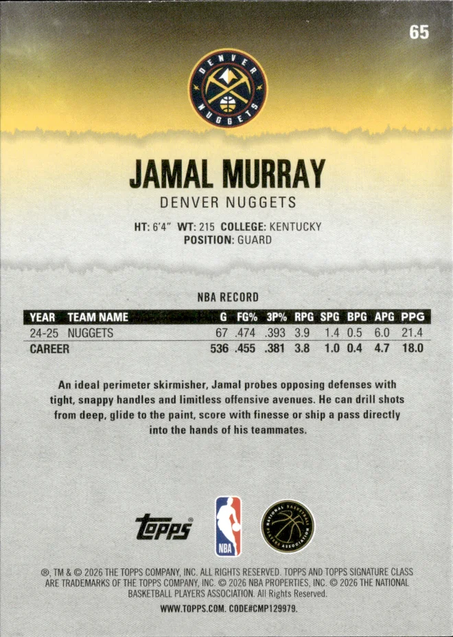 Jamal Murray card back