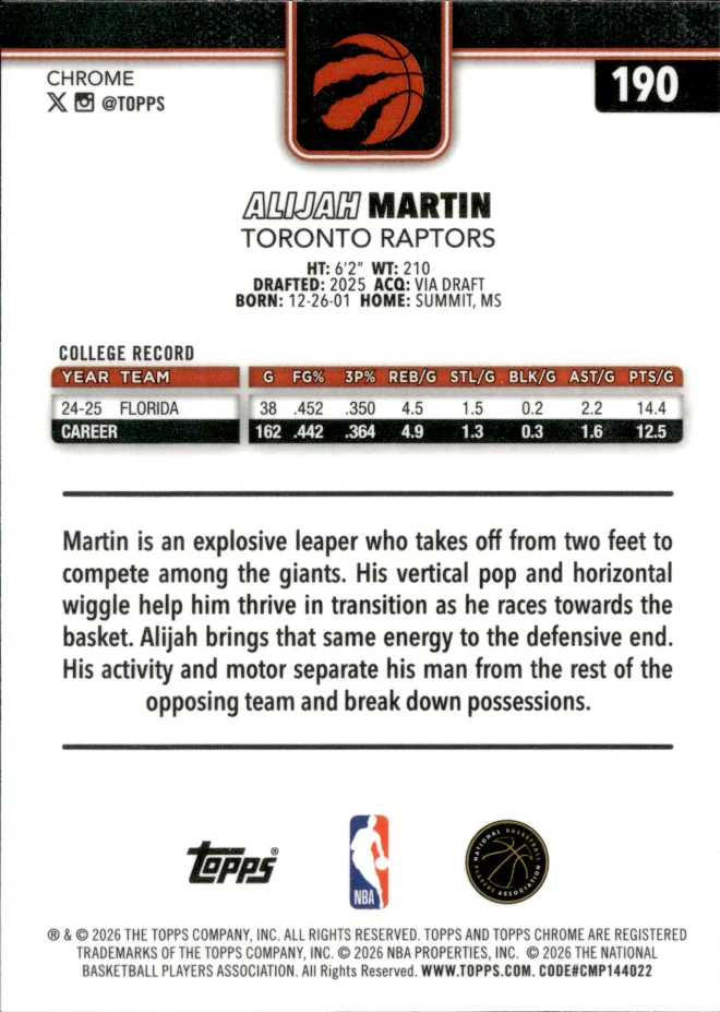 Alijah Martin card back