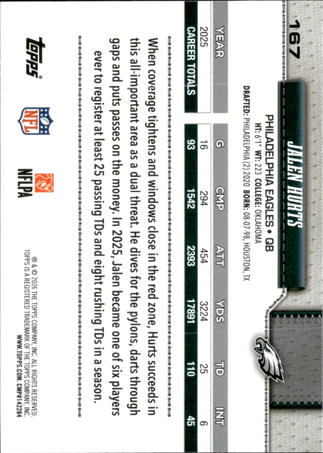 Jalen Hurts card back