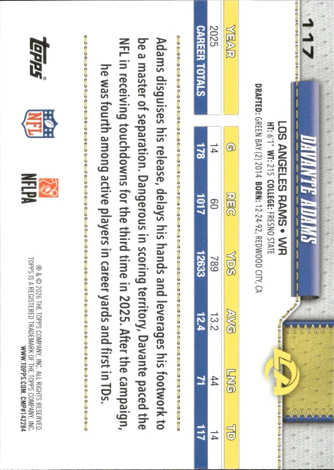 Davante Adams card back