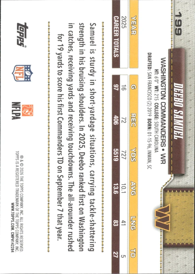 Deebo Samuel card back