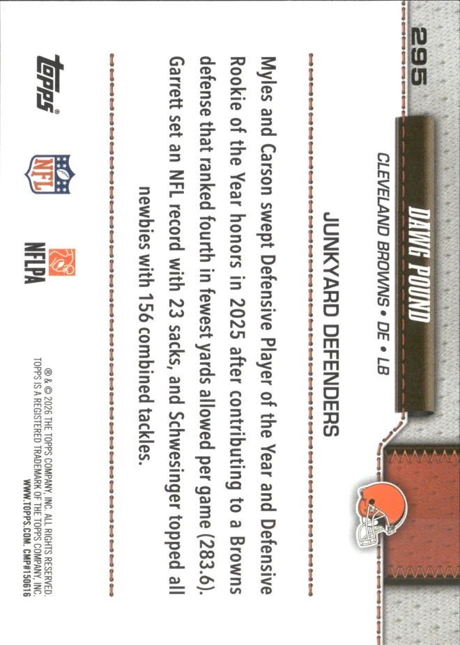 Myles Garrett / Carson Schwesinger card back