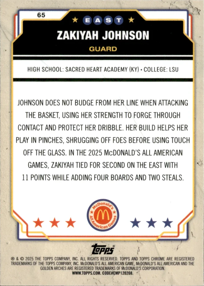 Zakiyah Johnson card back