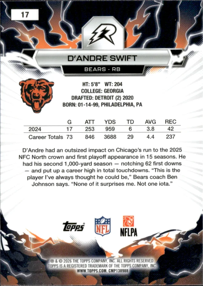 D'Andre Swift card back