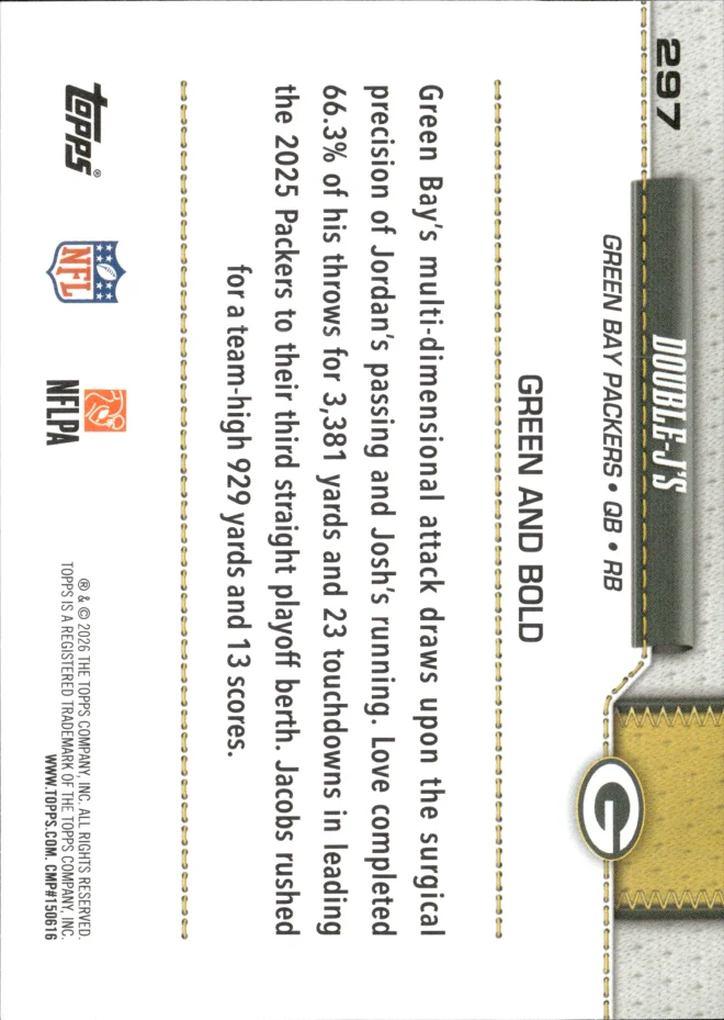 Jordan Love / Josh Jacobs card back