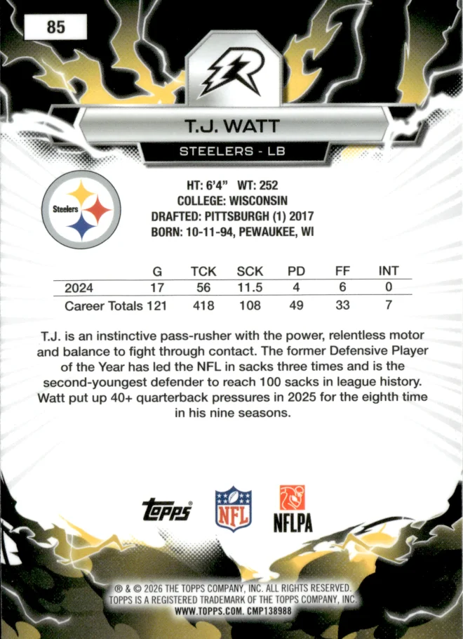 T.J. Watt card back