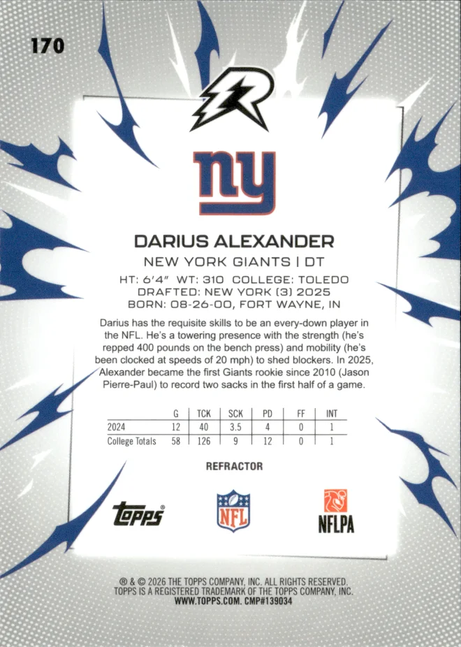 Darius Alexander card back