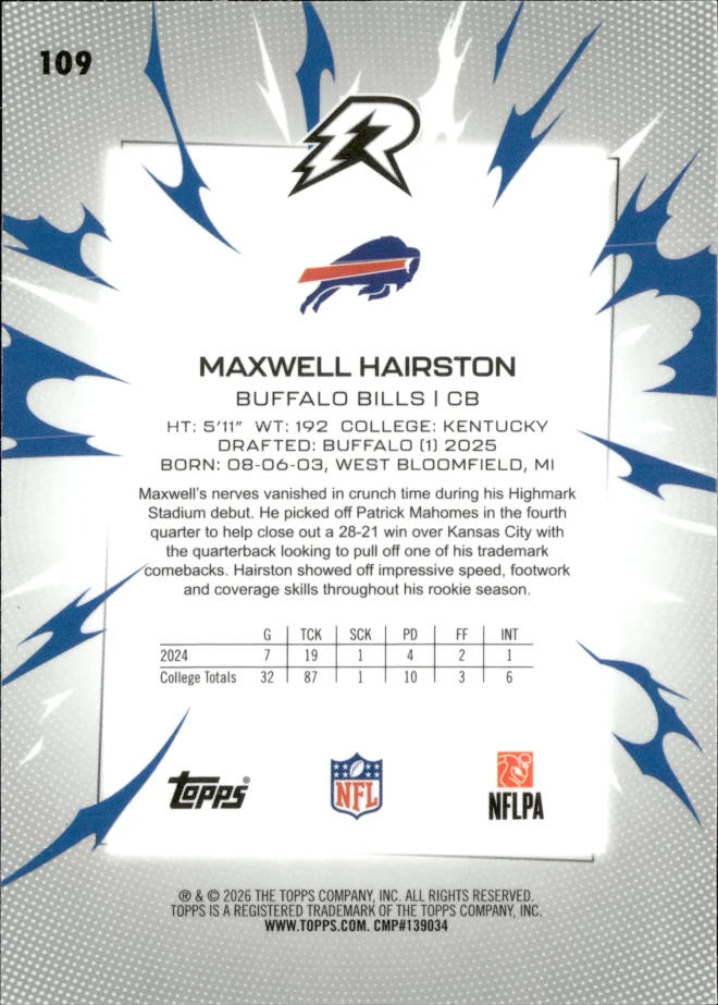 Maxwell Hairston card back