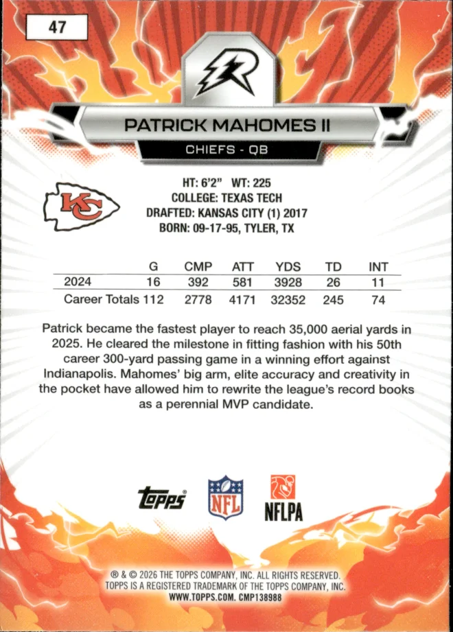 Patrick Mahomes II card back