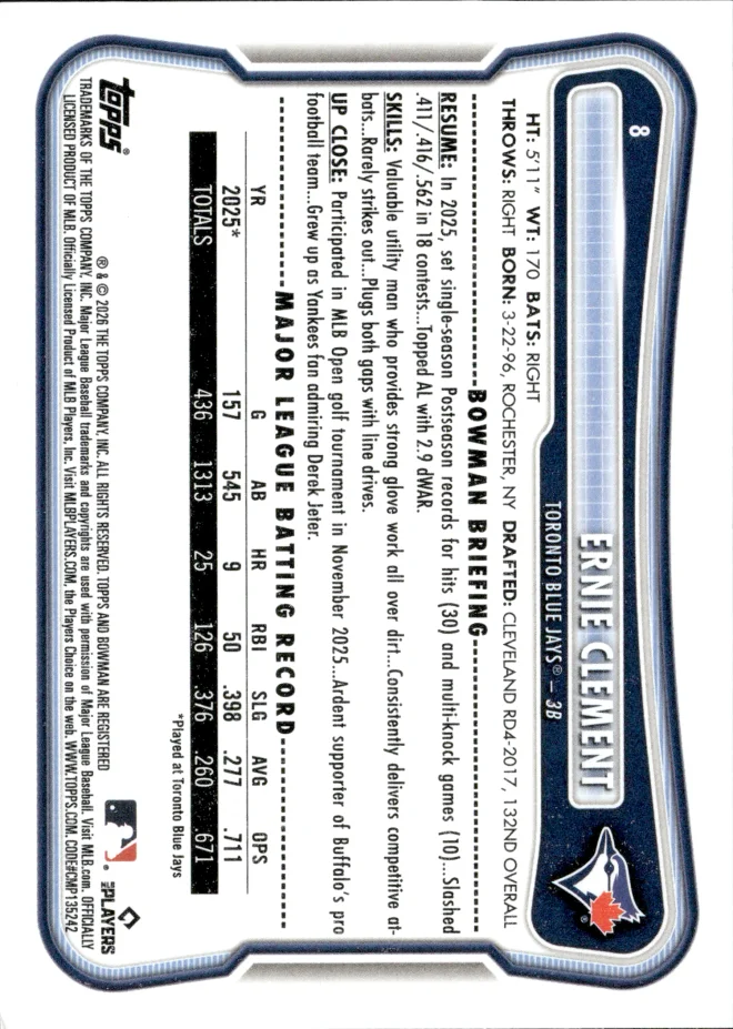 Ernie Clement card back