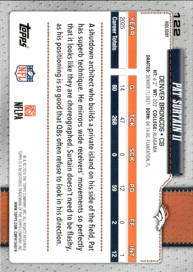 Pat Surtain II card back