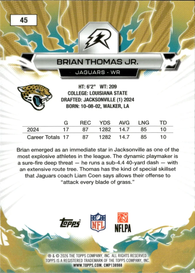 Brian Thomas Jr. card back