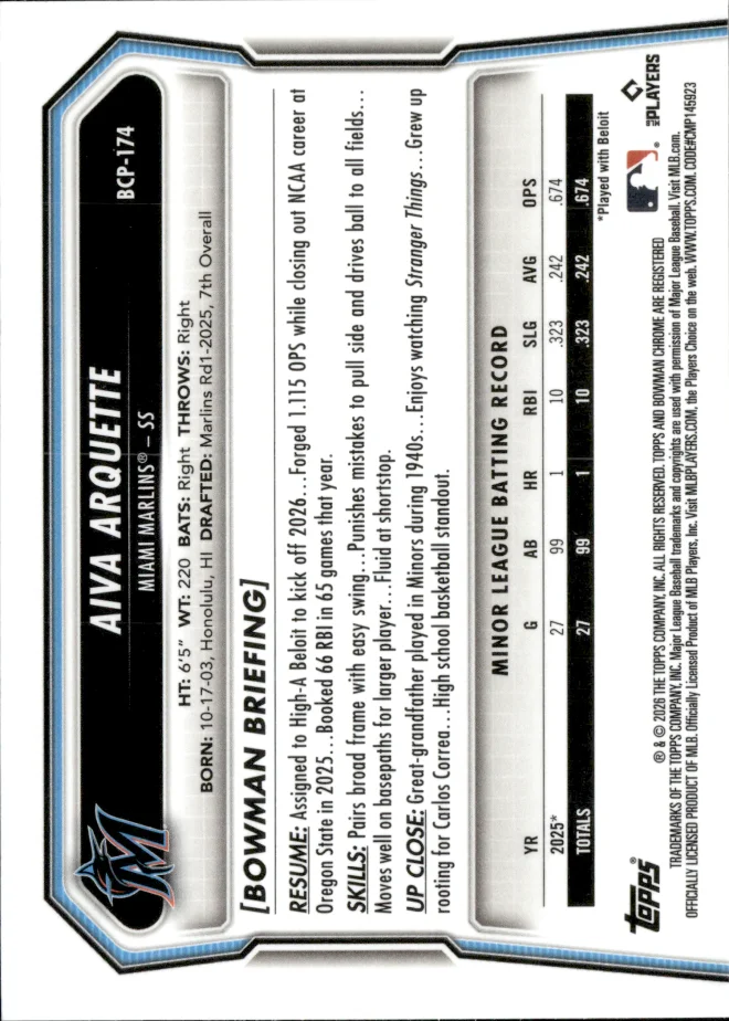 Aiva Arquette card back