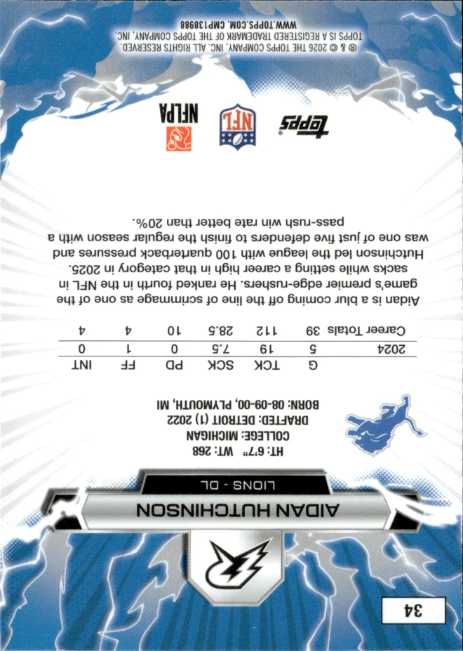 Aidan Hutchinson card back
