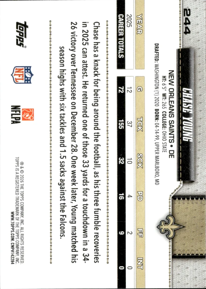 Chase Young card back