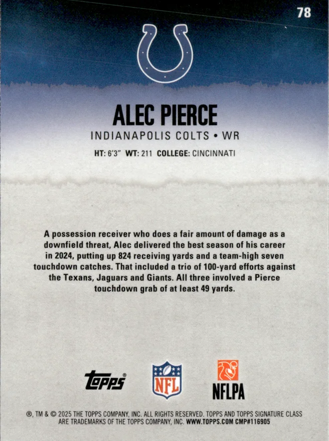 Alec Pierce card back