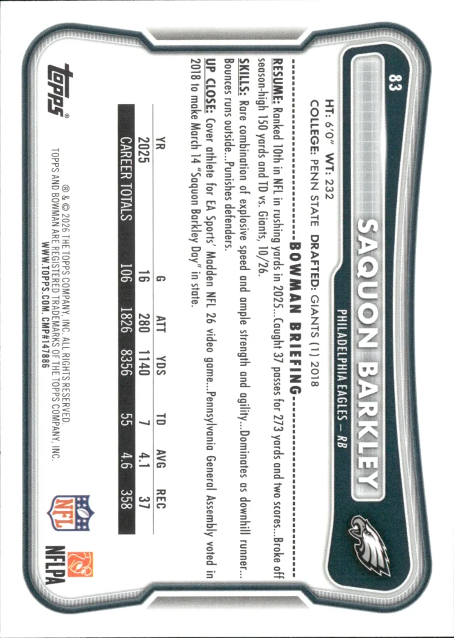 Saquon Barkley card back