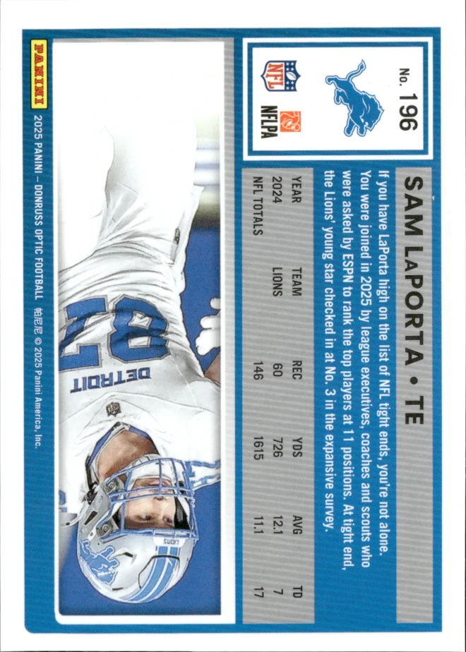 Sam LaPorta card back