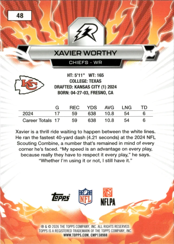 Xavier Worthy card back