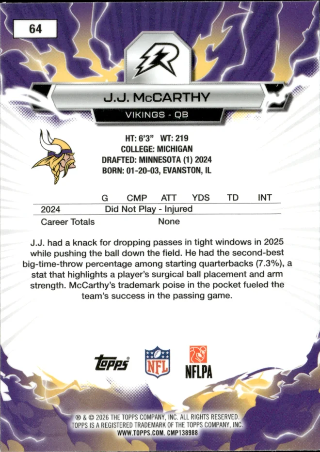 J.J. McCarthy card back