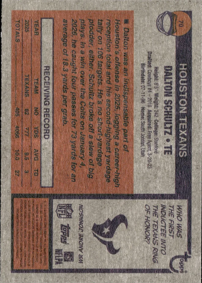 Dalton Schultz card back