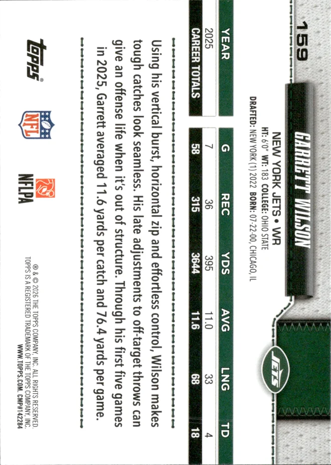 Garrett Wilson card back