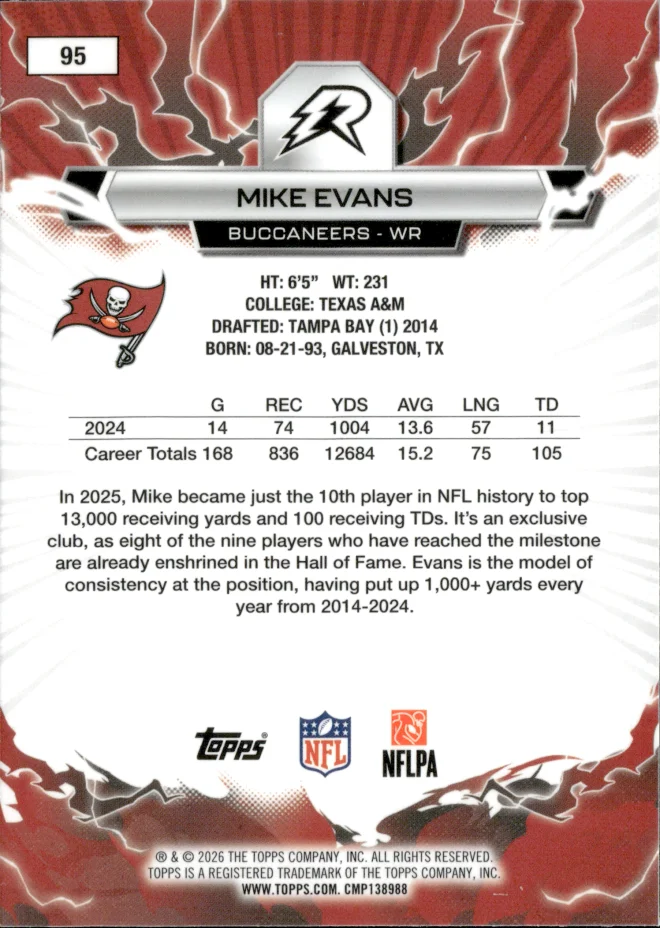 Mike Evans card back