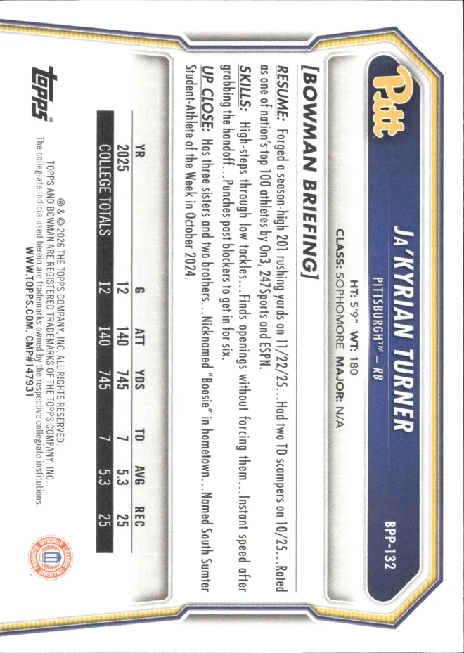 Ja'Kyrian Turner card back