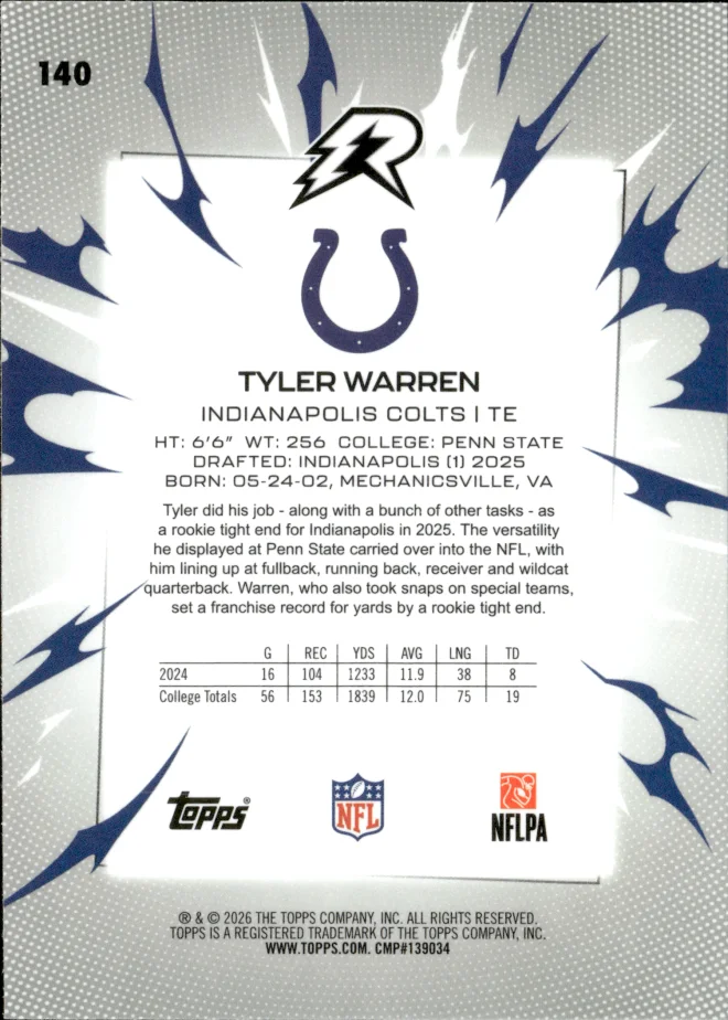 Tyler Warren card back