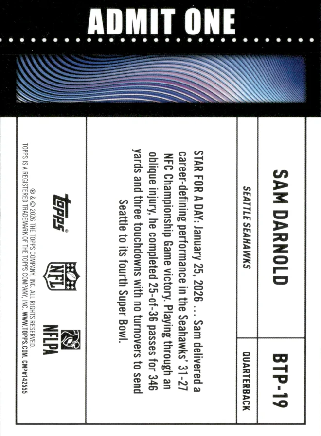 Sam Darnold card back