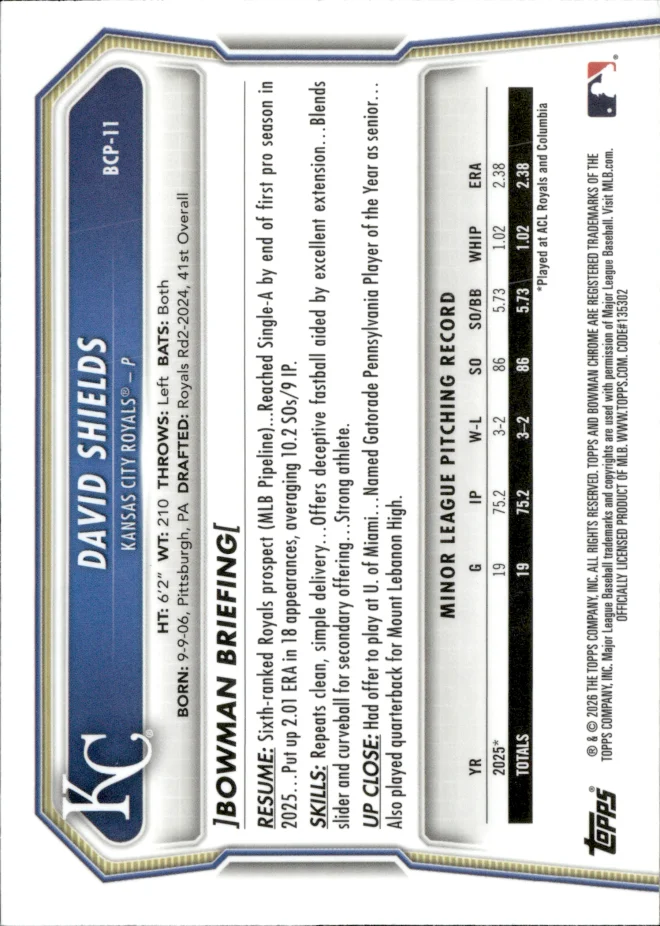 David Shields card back