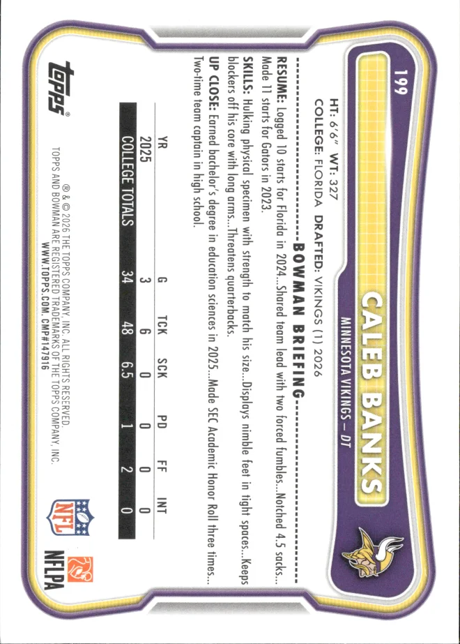 Caleb Banks card back