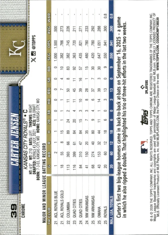 Carter Jensen card back