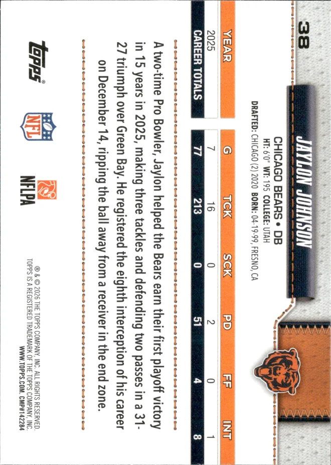 Jaylon Johnson card back