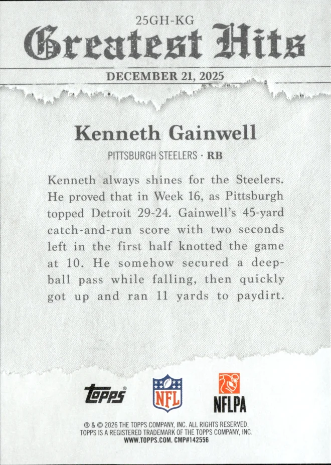 Kenneth Gainwell card back