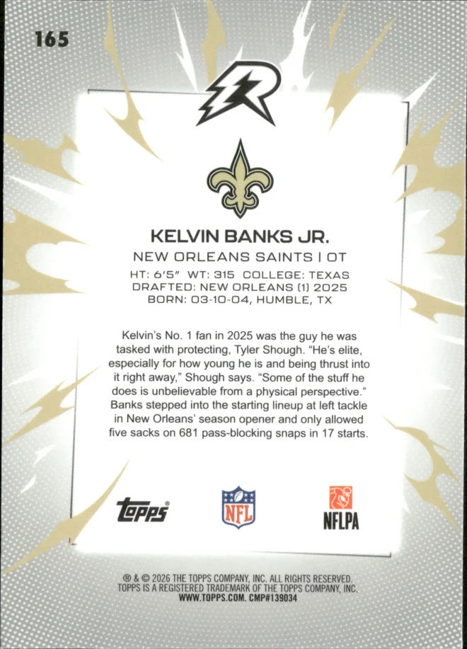 Kelvin Banks Jr. card back