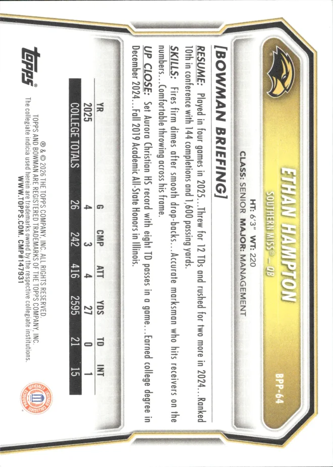 Ethan Hampton card back