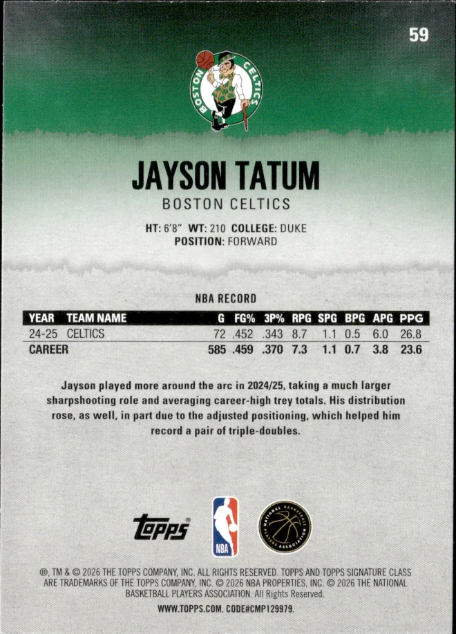 Jayson Tatum card back