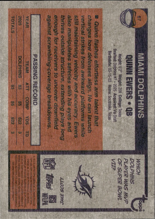 Quinn Ewers card back