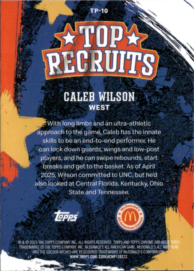 Caleb Wilson card back