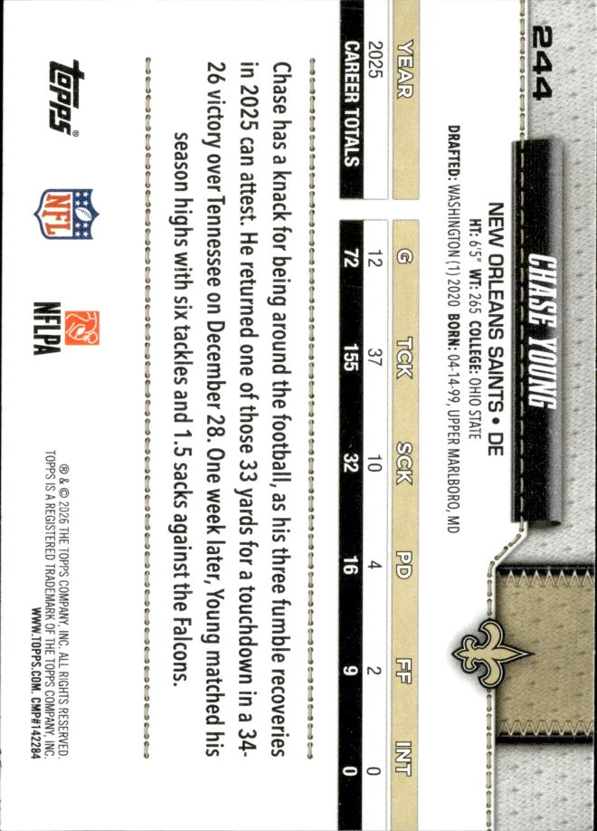 Chase Young card back
