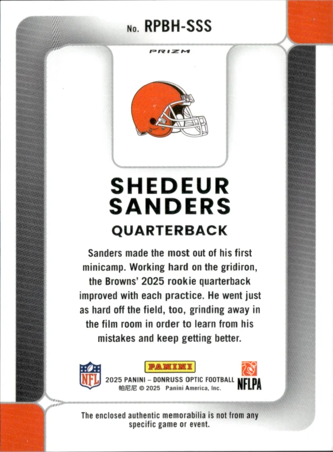 Shedeur Sanders card back