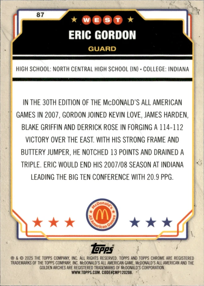 Eric Gordon card back