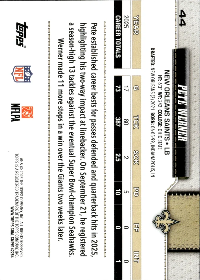 Pete Werner card back