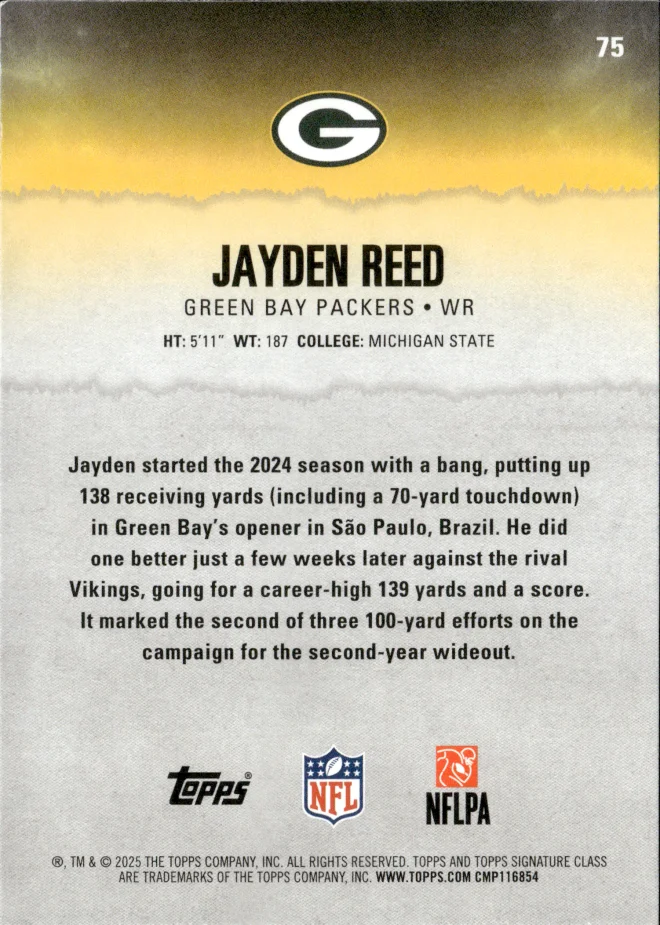 Jayden Reed card back