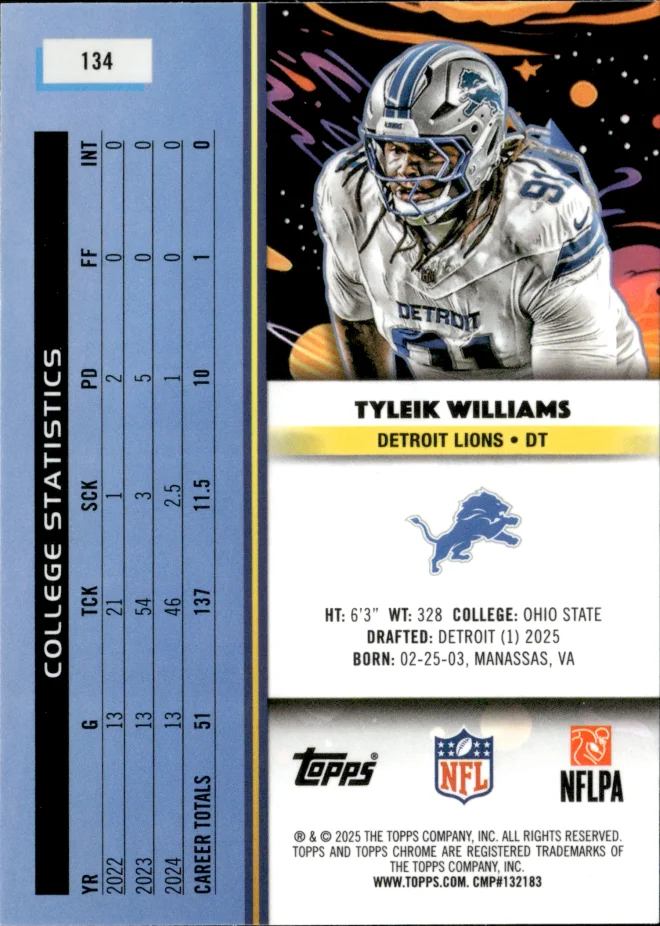 Tyleik Williams card back
